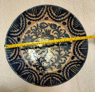 Espectacular Lebrillo Fajalauza Azul y Beige