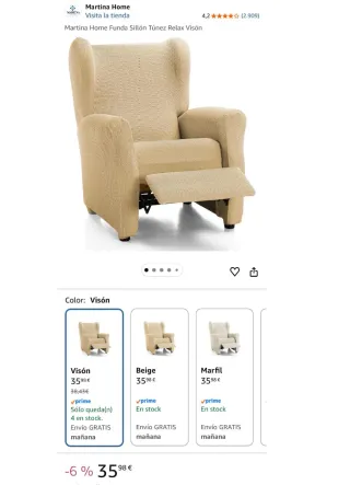 Funda Elástica Sillón Relax Visón NUEVA