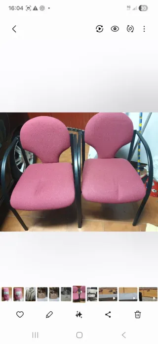 2 Sillas de oficina tapizadas rosa y negro