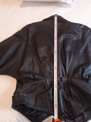 Cazadora Cuero Vintage Mujer Negra