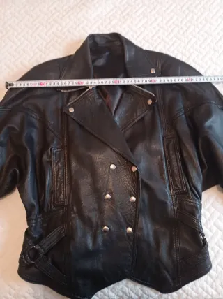 Cazadora Cuero Vintage Mujer Negra