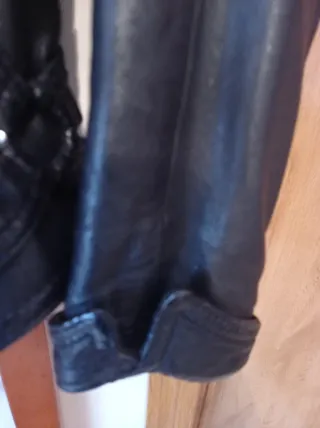 Cazadora Cuero Vintage Mujer Negra