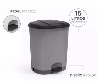 Cubo Basura Cocina Pedal 15L Plástico