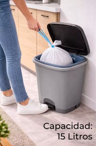 Cubo Basura Cocina Pedal 15L Plástico