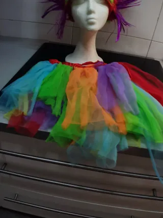Peluca y falda tul multicolor