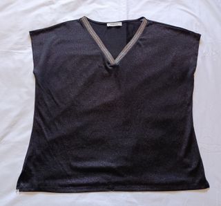 Top Promod Negro Brillos Ideal Oficina o Casual XL