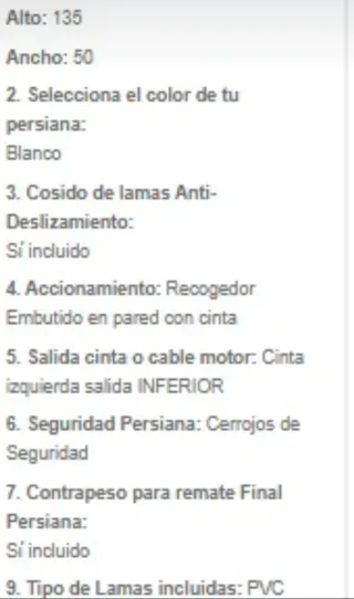 Persiana cajón PVC nueva 50x135