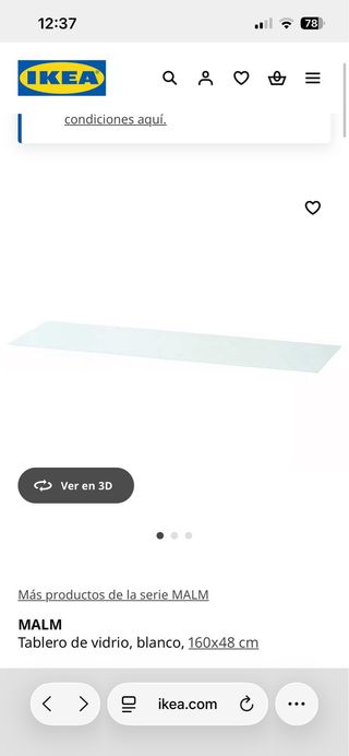 Tablero de vidrio 160x48 cm