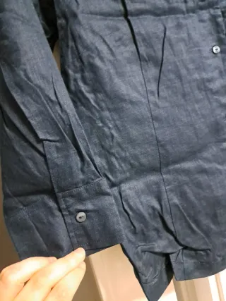 Blusa Zara Lino Azul Marino Talla L