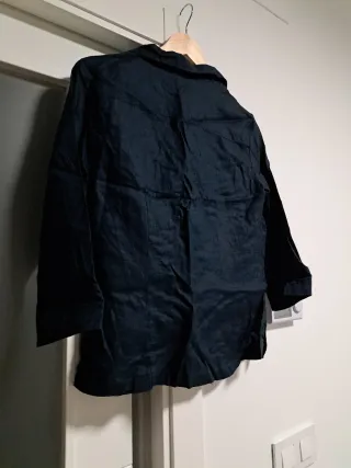 Blusa Zara Lino Azul Marino Talla L