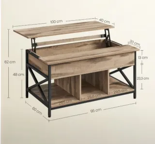 Mesa de centro elevable madera y metal