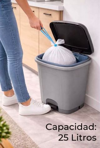 Cubo basura cocina pedal 25L diseño bicolor