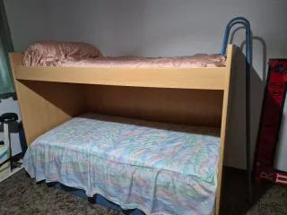 Cama litera madera y tela
