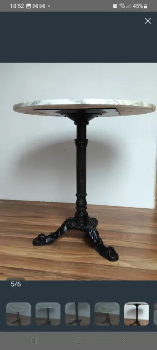 Mesa redonda mármol y hierro 70cm