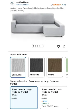 Funda Elástica Sofá Chaise Longue Derecho NUEVA