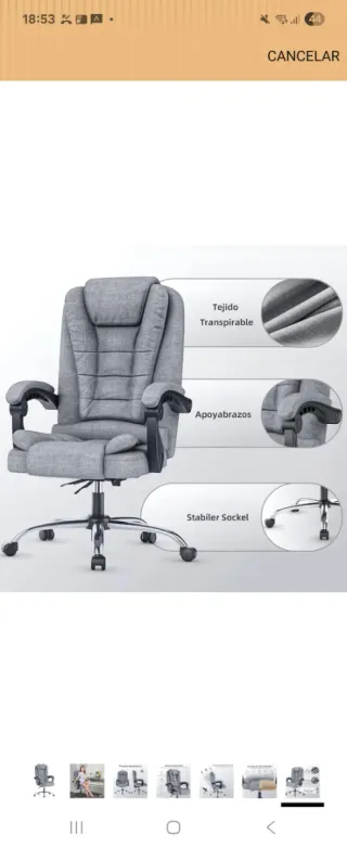 Silla de oficina gris