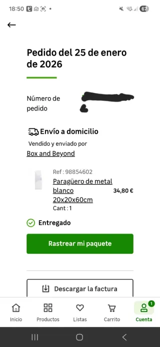 Paragüero metal blanco 20x20x60cm