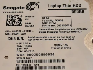 Disco Duro Seagate 500GB SATA 2.5 Laptop Thin HDD