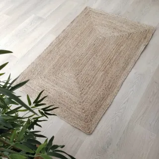 Alfombra Rectangular Yute Natural Estilo Nórdico