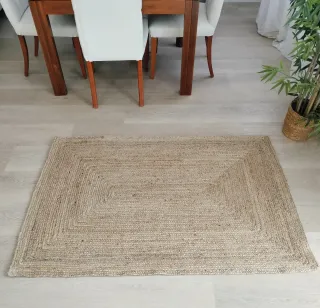 Alfombra Rectangular Yute Natural Estilo Nórdico