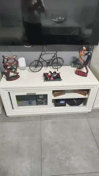 Mueble modular salón blanco y cristal