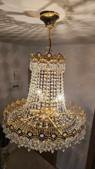 Lámpara techo cristal Swarovski dorada en Alcorcón