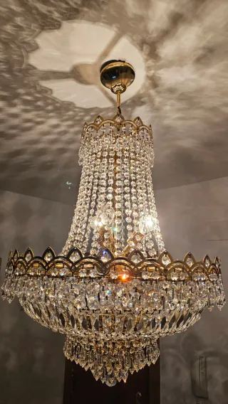 Lámpara techo cristal Swarovski dorada en Alcorcón