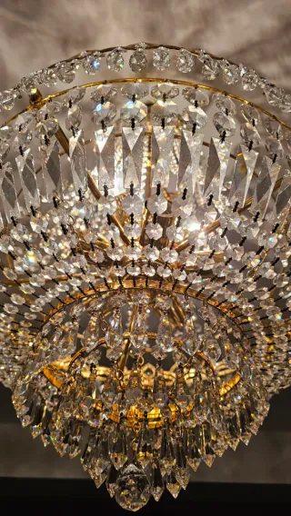 Lámpara techo cristal Swarovski dorada en Alcorcón