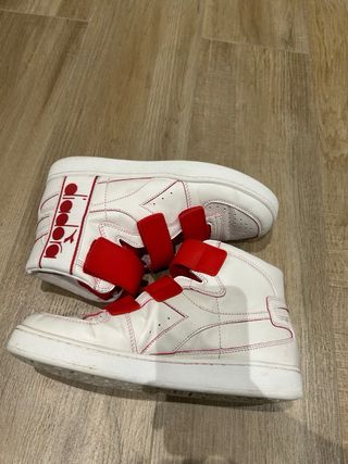 Diadora Scarpe Bambino Bianche Rosse