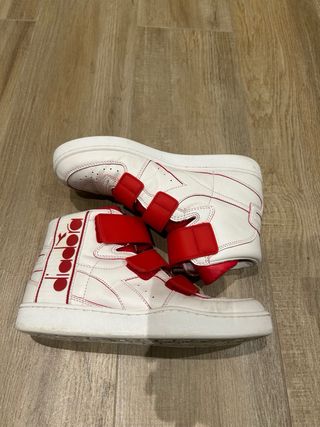 Diadora Scarpe Bambino Bianche Rosse