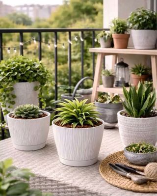 Maceta Blanca Plástico 19cm Diámetro