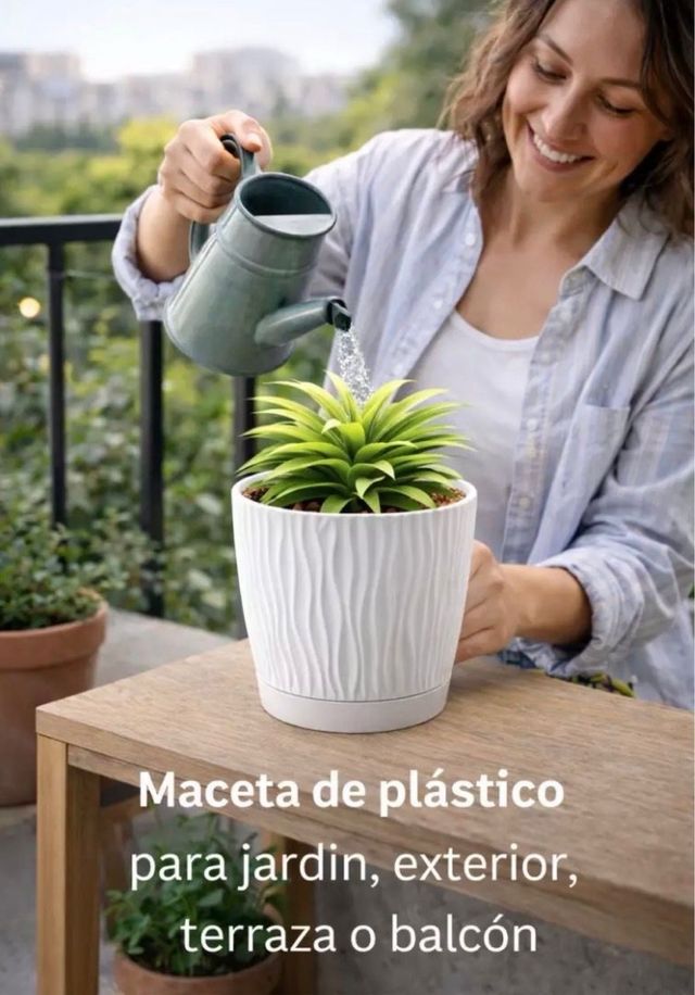 Maceta Blanca Plástico 19cm Diámetro