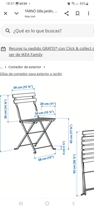 Lote 2 sillas jardín IKEA