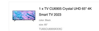 Samsung CU6905 Crystal UHD 65" 4K Smart TV