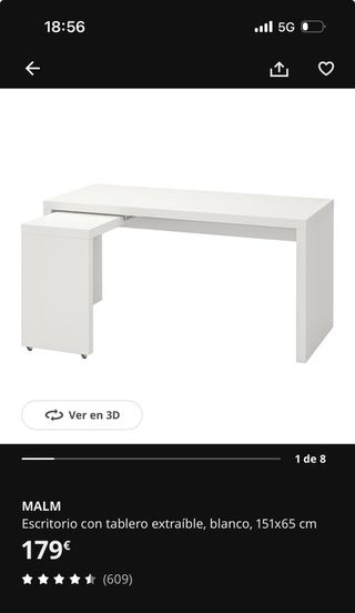 Escritorio Malm extraíble Ikea