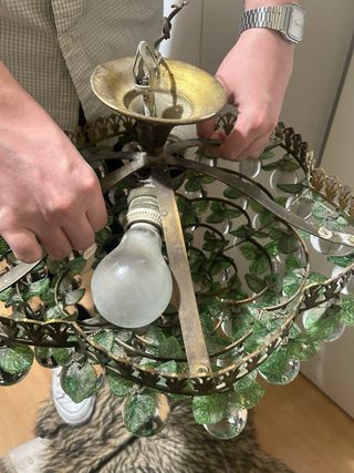 Lámpara Murano Cristal Verde y Transparente