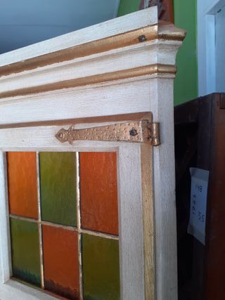 Mueble esquinero madera y cristal