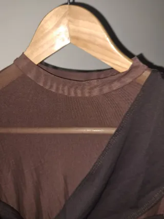 Body castanho malha transparente