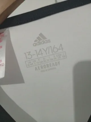 Camiseta Adidas blanca y negra para 13/14 años