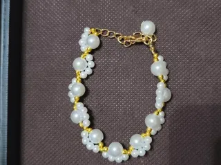 Pulsera perlas fallera dorada