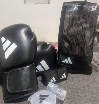 Kit Boxeo Adidas Speed 50 Guantes Vendas Bucal