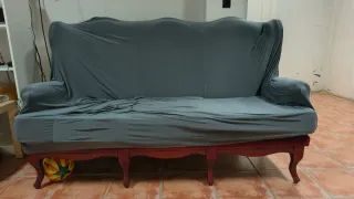 Sofá y sillón de terciopelo