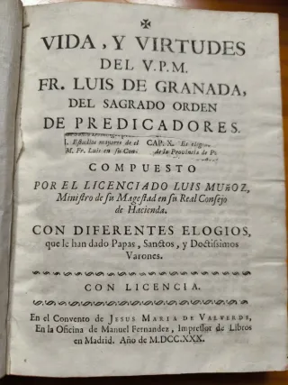 Vida y virtudes del v.p.m. fr luis de granada