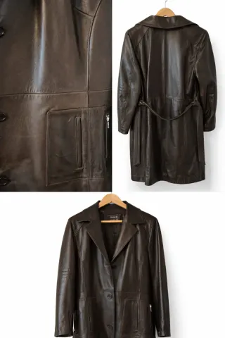 Chaqueta larga piel vintage sin usar.