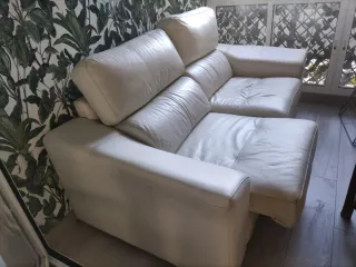 Sofá 3 plazas piel Banak blanco