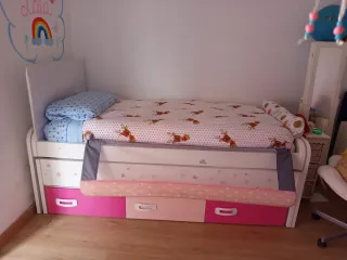 Cama Nido Blanca y Rosa