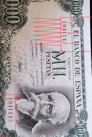 Billete 1000 Pesetas 1971 El Banco de España ERROR