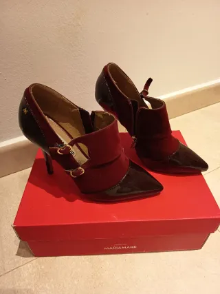 Zapatos de tacón mujer burdeos y burdeos oscuro