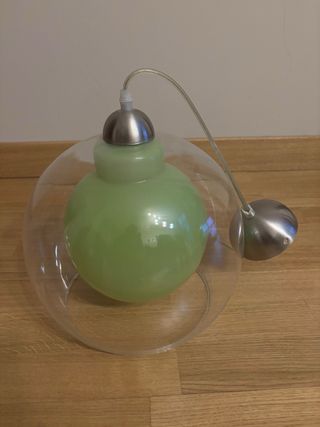 Lámpara colgante cristal verde y metal