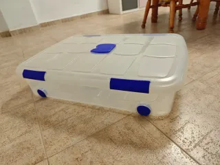 Cajonera Plástico Transparente con Tapa Azul
